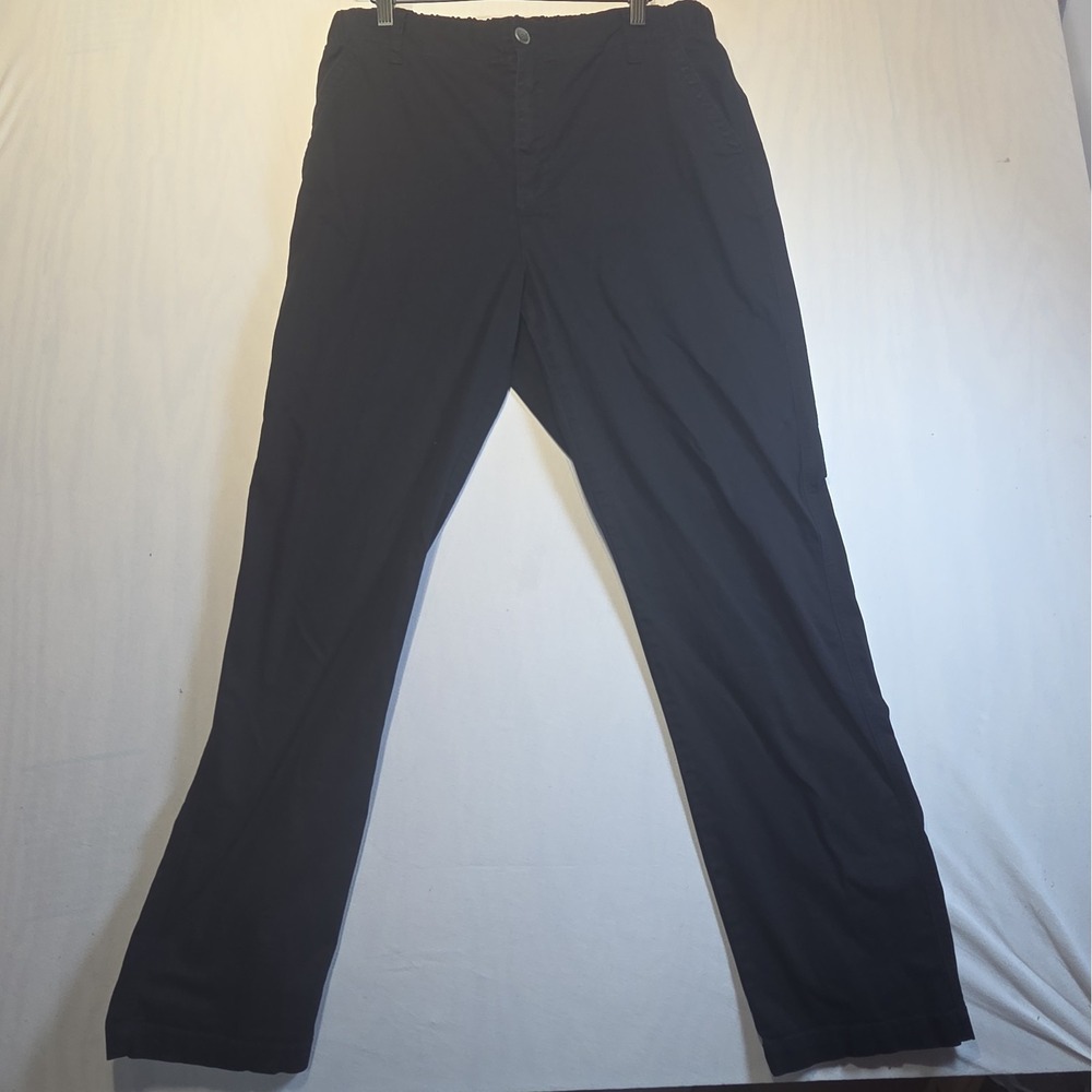 Old Navy Women's L Tall Black Cotton Stretch Pants Elastic Back Straight Leg